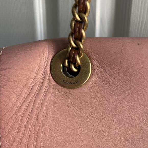 COACH Parker 30585 Pink C Logo Canvas+Leather. Shoulder+crossbody Bag purse - Picture 6 of 16